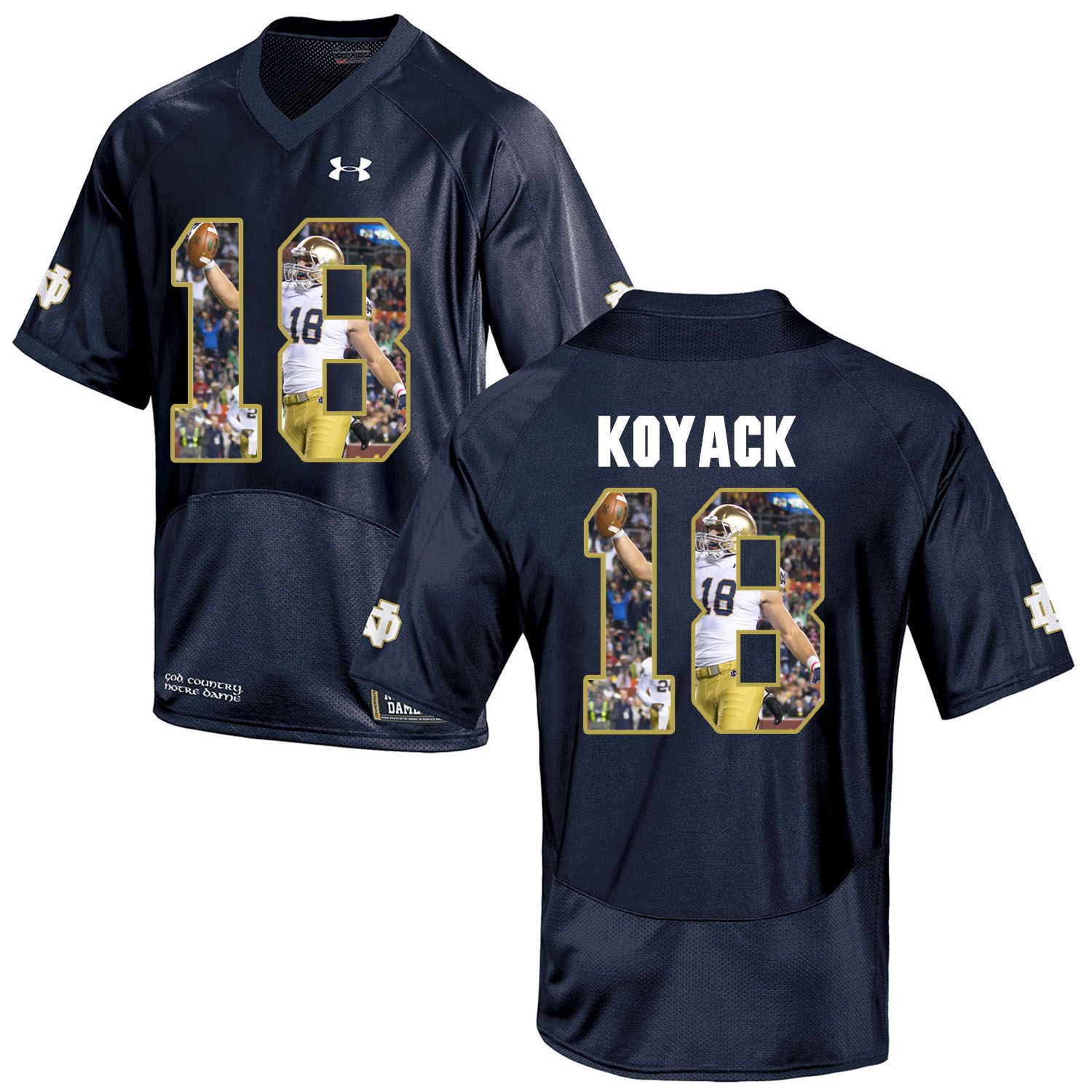 Men Norte Dame Fighting Irish #18 Koyack Navy Blue Fashion Edition Customized NCAA Jerseys